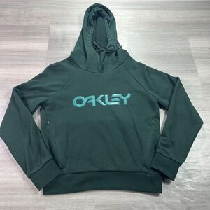Oakley Hoodie Wome XS Green Fleece Pullover Sweatshirt Logo Athletic Performance